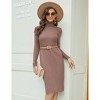 Coolmee Women Long Sleeve Turtle Mock Neck Rib Knit Stretch Slim Fitted Bodycon Sweater Midi Dress 2025 Fall Outfits - 3 of 4