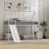 ELJGET Metal House Bunk Bed with Slide, Ladder & Safety Guardrail, Heavy Duty Metal Low Bunk Bed with House Shape & Roof - 4 of 4