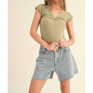 Women's TEXTURED EMBROIDERED KNITTED TOP - MIOU MUSE - 1 of 3