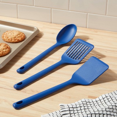 Stainless Steel  Silicone Heat Resistant Professiona Blue Kitchen Utensil Set
