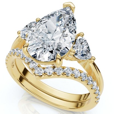 Pompeii3 Certified 3.60Ct  Diamond Engagement Wedding Ring Set 14k Gold or Pt Lab Created