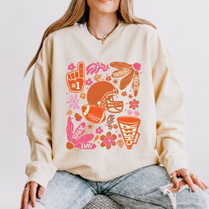 Simply Sage Market Touchdown Season Collage Lightweight Garment Dyed Sweatshirt - 1 of 4