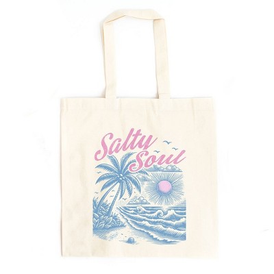 City Creek Prints Salty Soul Beach Canvas Tote Bag - 15x16 - Natural
