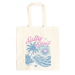 City Creek Prints Salty Soul Beach Canvas Tote Bag - 15x16 - Natural - 1 of 2