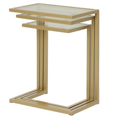 Addison Gold-Tempered Glass Modern Nesting Table Trio