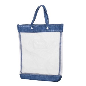 Unique Bargains Nylon Mesh Transparent Document Bag with Handle 13.4" x 11.6" - 1 of 4