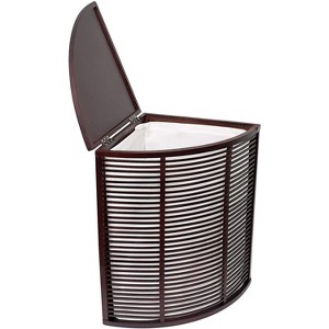 BirdRock Home Compact Corner Laundry Hamper with Lid - Black - 1 of 4