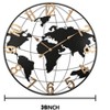 36" Large Black Metal Wall Clock, Modern Silent World Map Wall Clock, with Vintage Numeral, for Home, Bedroom, Living Room, Entryway, Black & Gold - 2 of 4