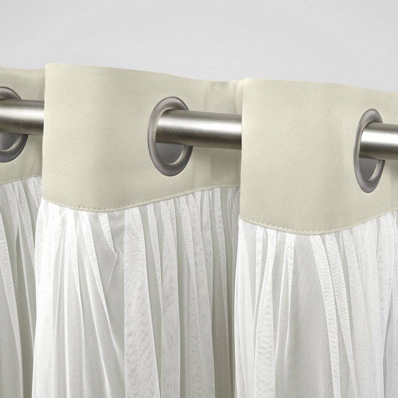 18&#34;x52&#34; Catarina Layered Window Valance Room Darkening Blackout and Sheer Grommet Top Off-White - Exclusive Home, 3 of 5