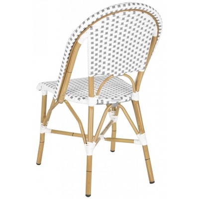 Transitional Brown and White PE Wicker Bistro Side Chair, Set of 2