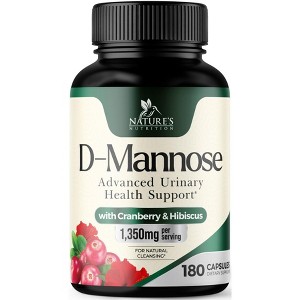 D-Mannose 1350mg with Cranberry Extra Strength Natural Urinary Health Support - 60 Capsules;120 Capsules;180 Capsules - 1 of 4