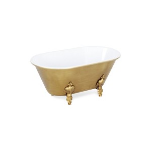 HomeRoots 12" Gold And White Metal Hand Painted Decorative Tub - 1 of 4