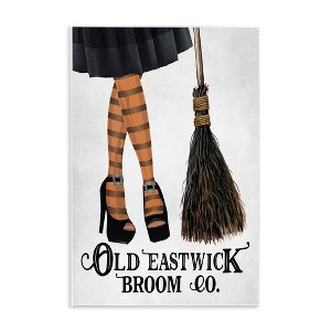 Stupell Industries Broom Co. Halloween Sign Witch Striped Stockings Wall Plaque Art - 1 of 4