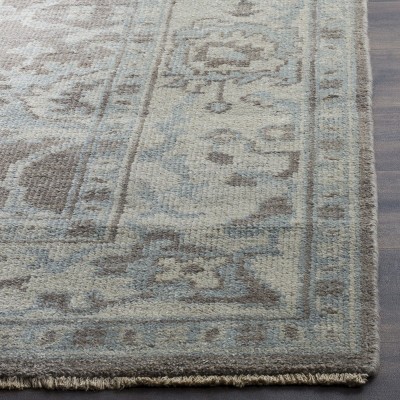 Hand-Knotted Beige and Gray Wool 6' x 9' Area Rug