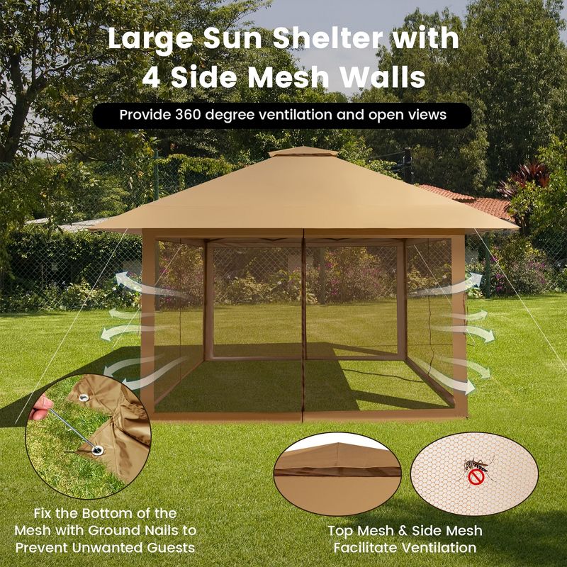 Costway 13x13ft Pop-up Instant Canopy Tent Mesh Sidewall UV50+ Adjust Outdoor Patio, 5 of 11