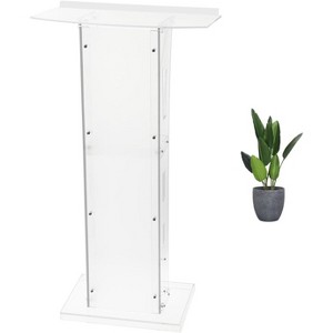 "47" Clear Acrylic Lectern Podium, Transparent Presentation Stand with Storage Shelf, for Wedding Ceremonies, Church, School & Business Events - 1 of 4
