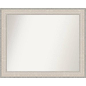 33"x27" Non-Beveled Cottage Wood Bathroom Wall Mirror White/Silver - Amanti Art: Modern Rectangular Design, Wall Mounted, Wood Frame - 1 of 4
