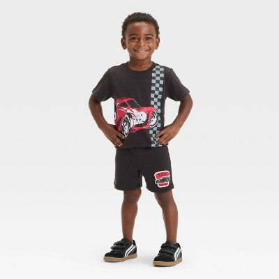 Image of Toddler Boys' Disney Cars Lightning McQueen 2pc French Terry Pullover and Shorts Set - Black 12M