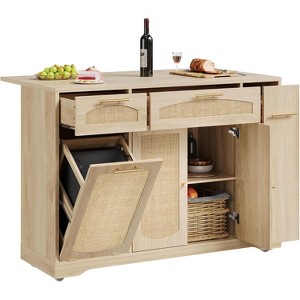 Acekool 53" Kitchen Island with Drop Leaf, Tilt-Out Trash Can, Spice Rack, Mobile Cart for Kitchen - 1 of 4