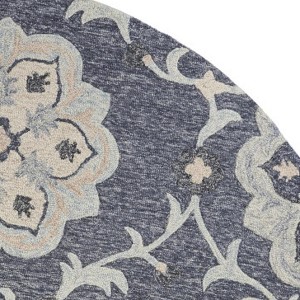 5' Blue And Gray Round Wool Hand Tufted Area Rug - 1 of 4