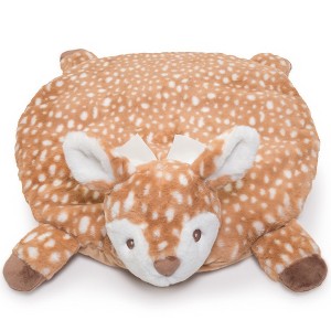 Bearington Baby Lil' Willow Tummy Time Mat, 30 x 30 Inch Fawn Plush Stuffed Animal Blanket, Woodland Nursery Decor - 1 of 4