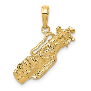 Black Bow Jewelry 14k Yellow Gold Polished Golf Bag Charm - 1 of 4