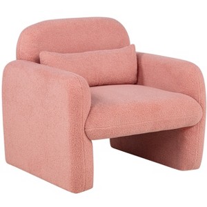 Ridstar Pink Teddy Fleece Accent Chair with Arms and Pillow for Living Room, Bedroom - 1 of 4