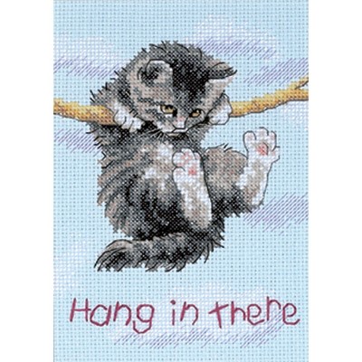 Dimensions Jiffy Mini Counted Cross Stitch Kit 5"X7"-Hang On Kitty (14 Count)