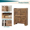 Shoe Cabinet with 2 Flip Down Drawers & Hooks，Narrow Entryway Shoe Storage Organizer for Small Spaces, Hallways, and Front Doors, Country Brown - 3 of 4