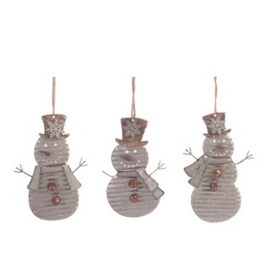 Transpac Metal Snowman Ornament Set of 3 Christmas Home Decorations - 1 of 1