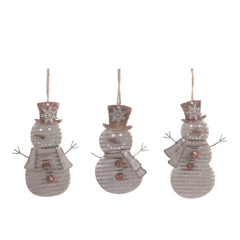 Transpac Metal Snowman Ornament Set of 3 Christmas Home Decorations - image 1 of 1