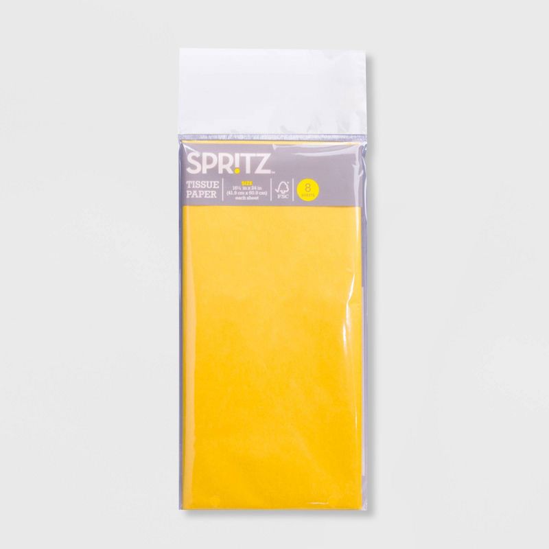 8ct Pegged Tissue Paper Yellow - Spritz&#8482;, 1 of 2