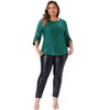 Women's Plus Size Christmas Parties Glitter Sequin 3/4 Slit Sleeve Crew Neck Blouse - Agnes Orinda - 3 of 4