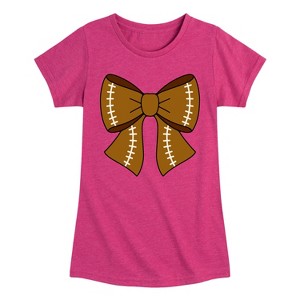 Girls' - Instant Message - Football Bow Fitted Short Sleeve Graphic T-Shirt - 1 of 4