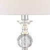 360 Lighting Solange 25" High Modern Glam Luxury Table Lamps Set of 2 Silver Finish Stacked Crystal White Shade Living Room Bedroom Bedside Nightstand - 3 of 4