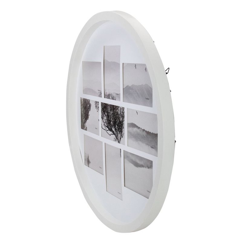Northlight 20.75" White Round Collage With 9 Slots for 3.5 X 5 Photos Wall Decor, 2 of 5