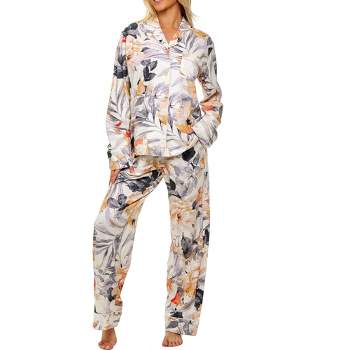 ADR Women's Front Tie Pajamas Set with Pockets, Tropical Floral Safari  Prints Watercolor Floral Small