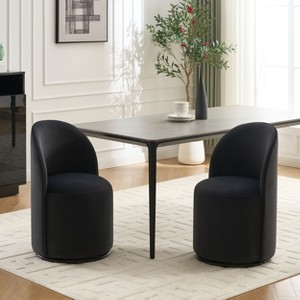 NicBex Velvet Barrel Swivel Dining Chairs Set of 1,Round Upholstered Armless Swivel Kitchen Chairs for Dining Room,Living Room,Kitchen - 1 of 4