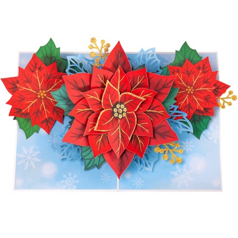 Paper Love Poinsettia Flowers Pop Up Christmas Card, For Christmas or Holidays - 5" x 7" Cover, Includes Envelope and Note Tag - image 1 of 4