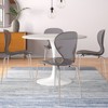 LeisureMod Bristol 5-Piece Dining Set Round Dining Table, 4 Plastic Dining Chairs Chrome Legs in Transparent Black - 2 of 4
