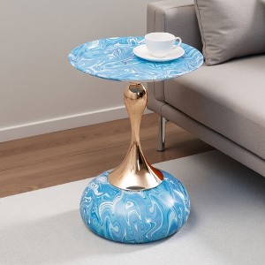 Mermaid-Pedestal Metal Round End Coffee Table - 1 of 4