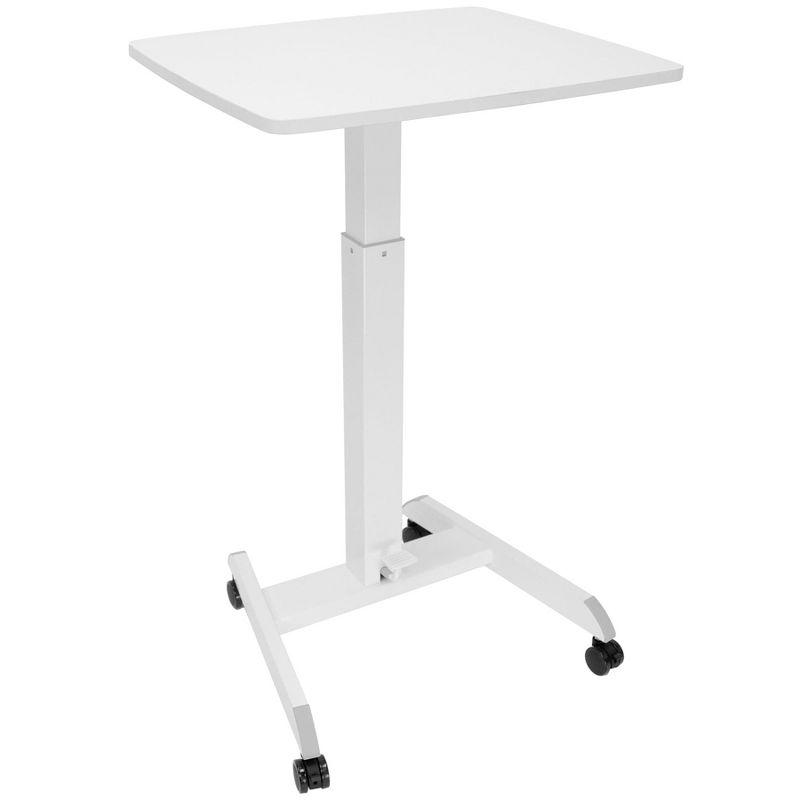 Mount-It! Height Adjustable Rolling Laptop Desk with Wheels | 23.6" x 20.5" | Sit Stand Mobile Workstation Cart w/ Pneumatic Spring Lift, 1 of 10