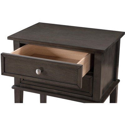 Newton Gray 2-Drawer Solid Wood Nightstand with Open Shelf