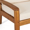 GDFStudio Parma Outdoor Acacia Wood 5 Seater Sectional Sofa and Club Chair Chat Set with Ottoman - 4 of 4