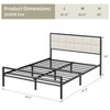Homhougo Queen Size Bed Frame, Faux Leather Platform Bed Frame with Upholstered Square Stitched Headboard Beige - 2 of 4