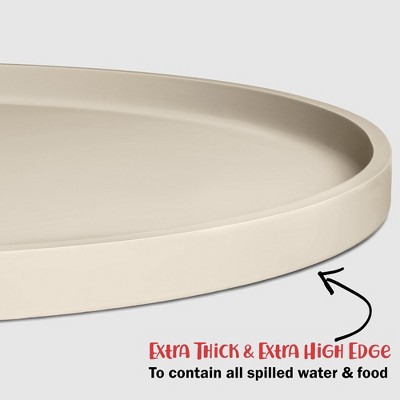 White Sand Silicone Waterproof Dog Food Mat with Raised Edges