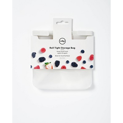 W&P Design Reusable Roll Top Freezer Bag - 25oz: BPA-Free, Clear/Cream, Food Storage Solution