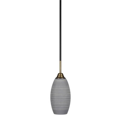 Toltec Lighting Paramount 1 - Light Pendant in  Matte Black/Brass with 5.5" Gray Matrix Shade