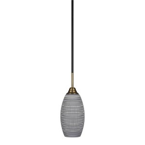 Toltec Lighting Paramount 1 - Light Pendant in  Matte Black/Brass with 5.5" Gray Matrix Shade - 1 of 1