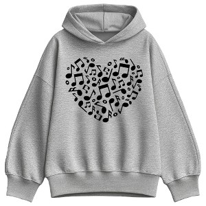 トップス i LiFE! Music Motif Sweat Women's - Instant Message - Music Note Heart Oversized Fleece